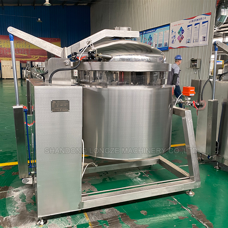 Industrial automatic stainless steel steam pressure soup pot is a cooking equipment designed for industrial production needs. It combines stainless steel material, steam pressure technology and automatic control system, and is widely used in food processing, pharmaceutical, chemical and other fields.   Commercial Electric Large High Pressure Cooker,high pressure kettle vacuum cooking pot,Big capacity Gas Heated Industrial Pressure Cooker  一. Material characteristics Advantages of stainless steel Corrosion resistance: The pot body is made of stainless steel, which can resist the erosion of various chemical substances. In food processing, it can deal with salt, acidic substances in food; in the chemical industry, it can adapt to the contact of different chemical raw materials to ensure the long-term stable use of equipment. Hygiene: The surface of stainless steel is smooth and not easy to breed bacteria, which meets the strict requirements of food processing and pharmaceutical industries for hygiene standards. Strength and durability: Stainless steel has high strength and can withstand pressure changes during steam pressure cooking, ensuring the stability of the pot structure and long service life. Compared with other materials Compared with ordinary carbon steel, stainless steel will not rust, reducing the impact of rust on the quality of cooked products. Compared with aluminum alloy, stainless steel has better high temperature resistance and is more suitable for operation in high temperature environment such as steam pressure cooking.  Commercial Electric Large High Pressure Cooker,high pressure kettle vacuum cooking pot,Big capacity Gas Heated Industrial Pressure Cooker  二. Working Principle Steam Pressure Heating Principle The high-temperature steam generated by the external steam generator is transported through pipes to the steam heating area in the interlayer or bottom of the soup pot. The steam releases heat in these areas and transfers the heat to the material in the pot. Due to the existence of steam pressure, the boiling point of water in the pot increases. For example, under a certain pressure, the boiling point of water can increase from 100°C under standard atmospheric pressure to 120°C or even higher. This high-temperature environment accelerates the cooking process and improves production efficiency. Automation Control System Principle Temperature Control: The temperature sensor is installed in the pot to monitor the cooking temperature in real time. When the temperature reaches the preset value, the automatic control system adjusts the steam flow, reduces the steam input, and keeps the temperature stable. For example, when cooking meat in food processing, precise temperature control ensures that the meat reaches the ideal degree of doneness and taste. Pressure Control: The pressure sensor monitors the pressure in the pot and works in conjunction with the safety valve and the automatic control system. Once the pressure exceeds the safety range, the safety valve automatically opens, and the control system may take measures such as stopping steam input to ensure the safety of the equipment. Time Control: The operator can set the cooking time according to the type and requirements of the cooking material. When the set time is reached, the automatic control system automatically stops the cooking operation, which improves the accuracy and repeatability of the production process.     三. Functional characteristics High efficiency and energy saving Steam pressure cooking greatly increases the cooking speed and can significantly shorten the cooking time compared to the traditional normal pressure cooking method. For example, when cooking a large amount of beans, the cooking time can be reduced by 30% - 50%, which reduces energy consumption and improves production efficiency. Uniform cooking effect Reasonable pot structure and steam circulation system ensure that the materials in the pot are cooked evenly. Whether it is the center or the edge of the material can be heated evenly, avoiding the situation of local over-cooking or under-cooking, and ensuring the quality consistency of the cooked product. High safety guarantee Equipped with multiple safety devices, such as safety valves, pressure gauges, temperature sensors, etc. These devices work together to effectively prevent safety accidents such as explosions caused by excessive pressure and temperature out of control, and meet the safety regulations of industrial production. Easy to clean and maintain Stainless steel is easy to clean, and there is no complex structure inside the pot, which reduces material residue. Equipment components such as pipe interfaces and valves are designed to be easy to disassemble and install, which is convenient for daily cleaning and troubleshooting.     四. Application areas Food processing industry Meat processing: used for the cooking process before processing meat products such as ham and sausage to ensure that the meat is cooked thoroughly and tastes good. Grain and bean processing: can be used to cook beans to make soy milk, cook grains to make porridge, etc., to improve cooking efficiency and product quality. Vegetable processing: when making canned food or quick-frozen vegetables, pre-cook the vegetables to maintain the color and nutritional content of the vegetables. Pharmaceutical industry Used for the cooking and extraction of Chinese medicinal materials, by precisely controlling temperature and pressure, effectively extracting the effective ingredients in Chinese medicinal materials, and ensuring the safety and stability of the extraction process. Chemical industry Plays a role in the heating reaction or dissolution process of chemical raw materials, provides a stable heating environment for chemical reactions, and precisely controls temperature and pressure, which helps to improve the production quality of chemical products.