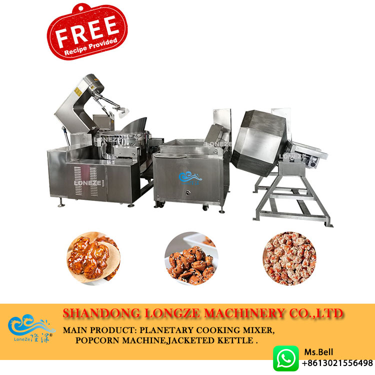 Nut sugar coating line, Automatic peanut frying machine, Sesame coated peanut equipment, Industrial nut processing line