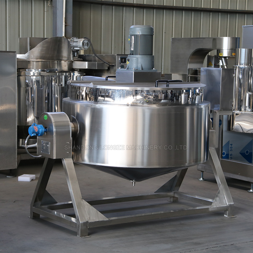 Steam Jacketed Kettle with Mixer，Industrial Cooking Mixer Machine，Large Capacity Jacketed Kettle