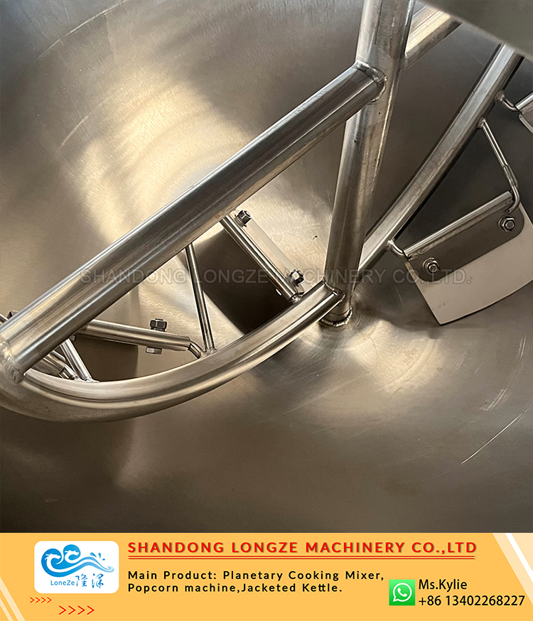 industrial steam jacketed kettle, large capacity jacketed kettle with agitator, stainless steel cooking kettle with mixer