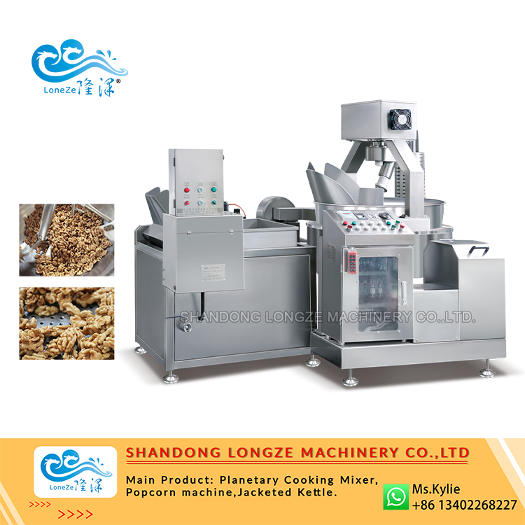 snack nuts sugar coating production line, industrial nut coating equipment, commercial sugar coated nuts machinery, high efficiency nut frying line