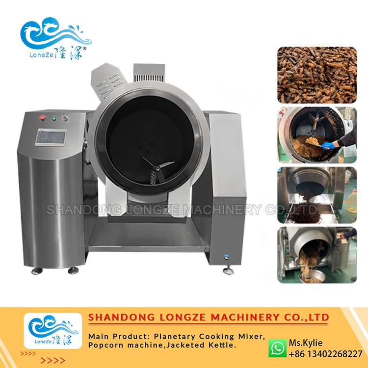 commercial drum stir fry machine, industrial intelligent stir fry equipment, non-stick rice cooking machine