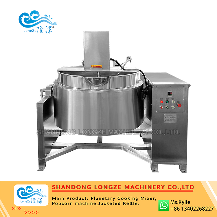 industrial steam jacketed kettle, large capacity jacketed kettle with agitator, stainless steel cooking kettle with mixer