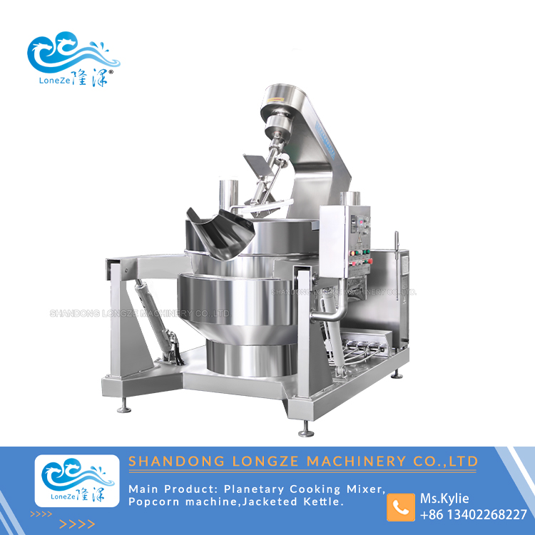 industrial planetary cooking mixer machine use gas heating