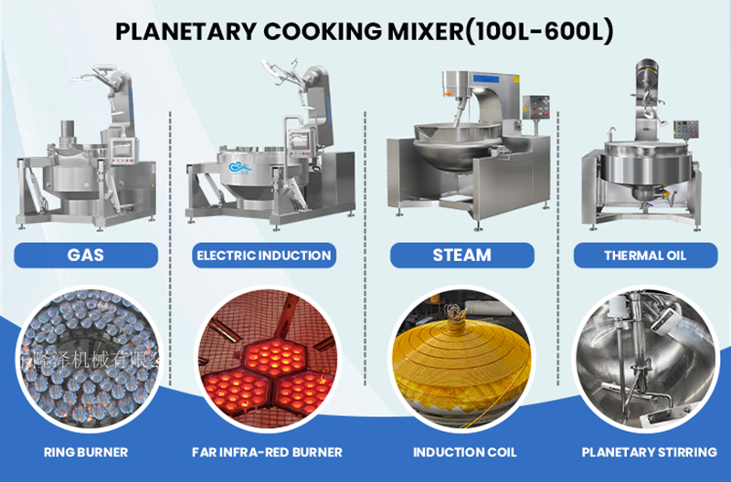 industrial cooking kettle with mixer, automatic sugar syrup boiling color machine, caramel sauce making machine