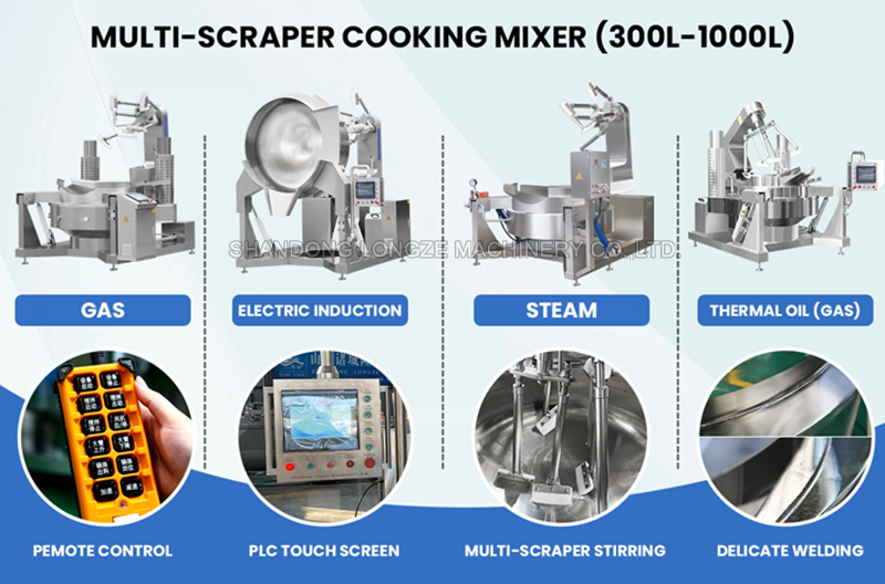 industrial cooking kettle with mixer, automatic sugar syrup boiling color machine, caramel sauce making machine