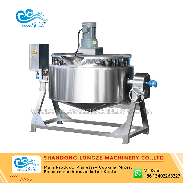 commercial jacketed kettle with mixer, stainless steel jacketed kettle, jacketed kettle for food processing
