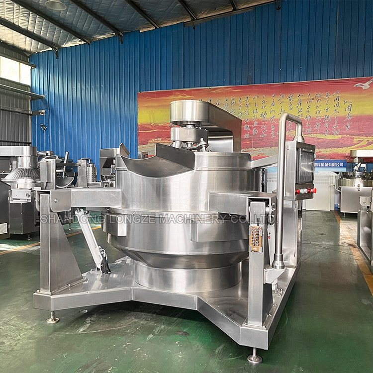 Gas Cooking Pot With Mixer，Sauce Cooking Mixer with Gas Heating，Industrial Food Cooking Mixer Machine