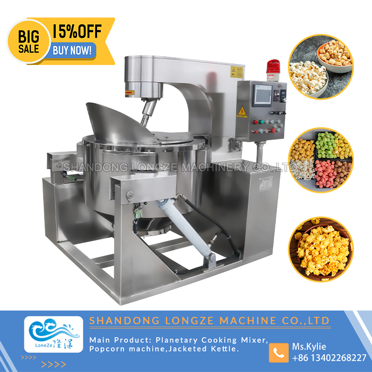 Industrial Automatic Caramel Popcorn Making Machine，Electric Induction Popcorn Machine，Fully Automatic Commercial Popcorn Machine