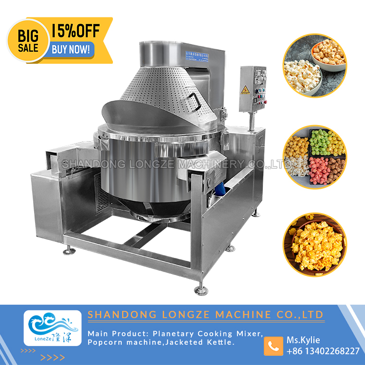 Industrial Automatic Caramel Popcorn Making Machine，Electric Induction Popcorn Machine，Fully Automatic Commercial Popcorn Machine