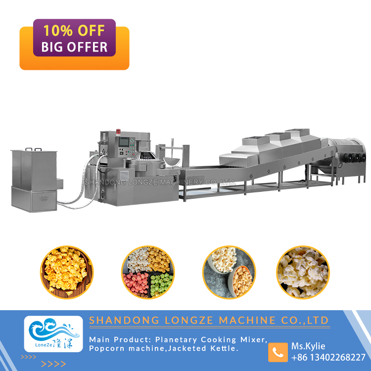 Industrial Full Automatic Gas Popcorn Making Machine Production Line