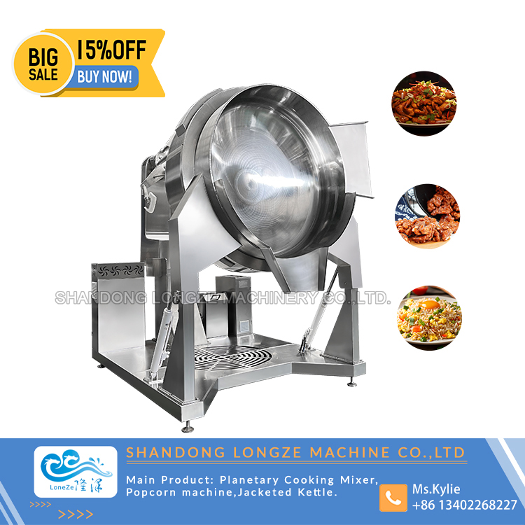 Gas Cooking Pot With Mixer，Sauce Cooking Mixer with Gas Heating，Industrial Food Cooking Mixer Machine