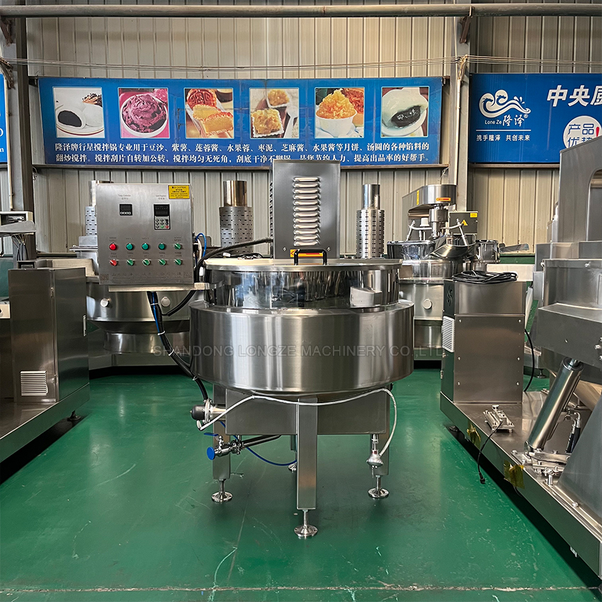 Steam Jacketed Kettle with Mixer，Industrial Cooking Mixer Machine，Large Capacity Jacketed Kettle