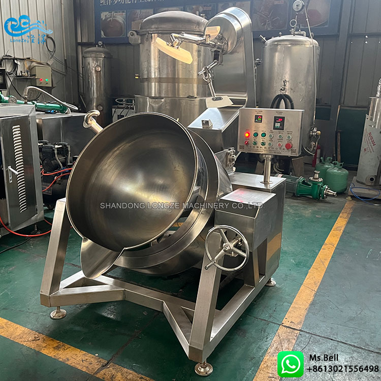 industrial cooking kettle，automatic cooking mixer machine， chili sauce cooking mixer machine