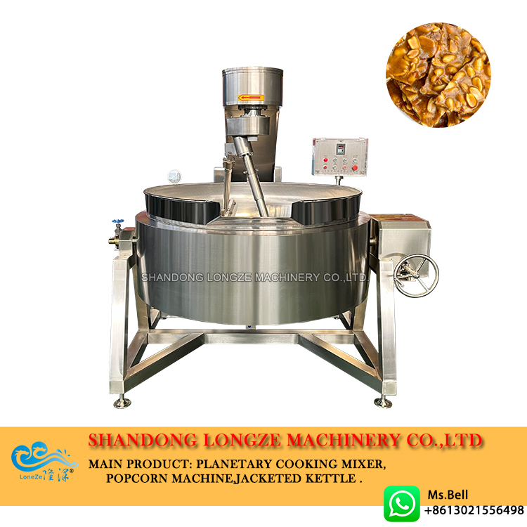 peanut candy cooking mixer, cooking kettle with mixer, industrial cooking kettle with mixer