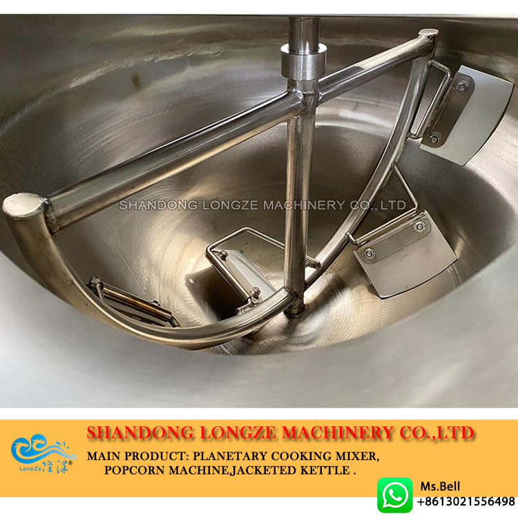 electric jacketed kettle, jacketed kettle with mixer, jacketed cooking pot