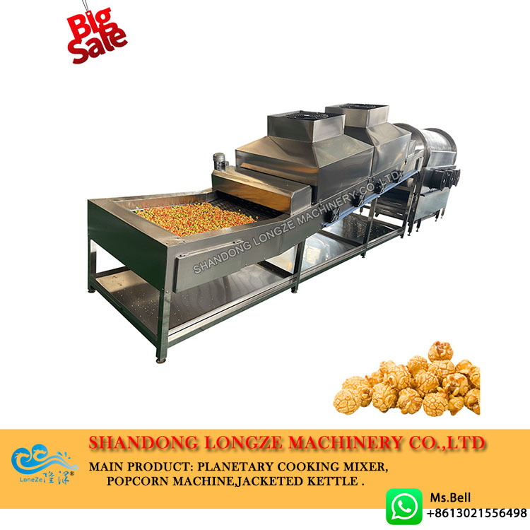 automatic popcorn production line， industrial popcorn production line，popcorn processing line