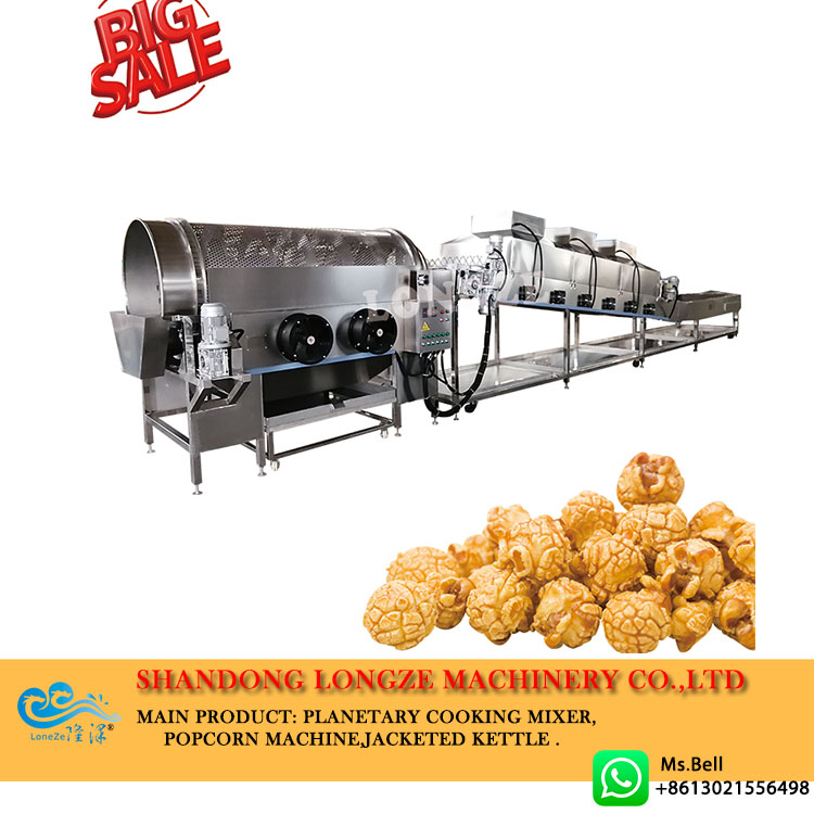 popcorn processing line, popcorn production line, industrial popcorn production line