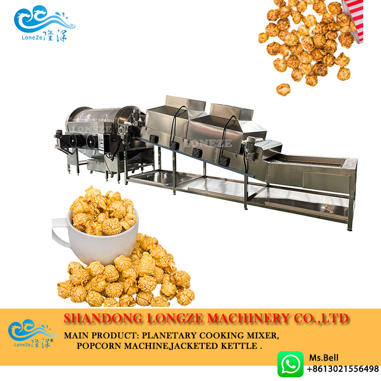 automatic popcorn production line, caramel popcorn production line,industrial popcorn production line