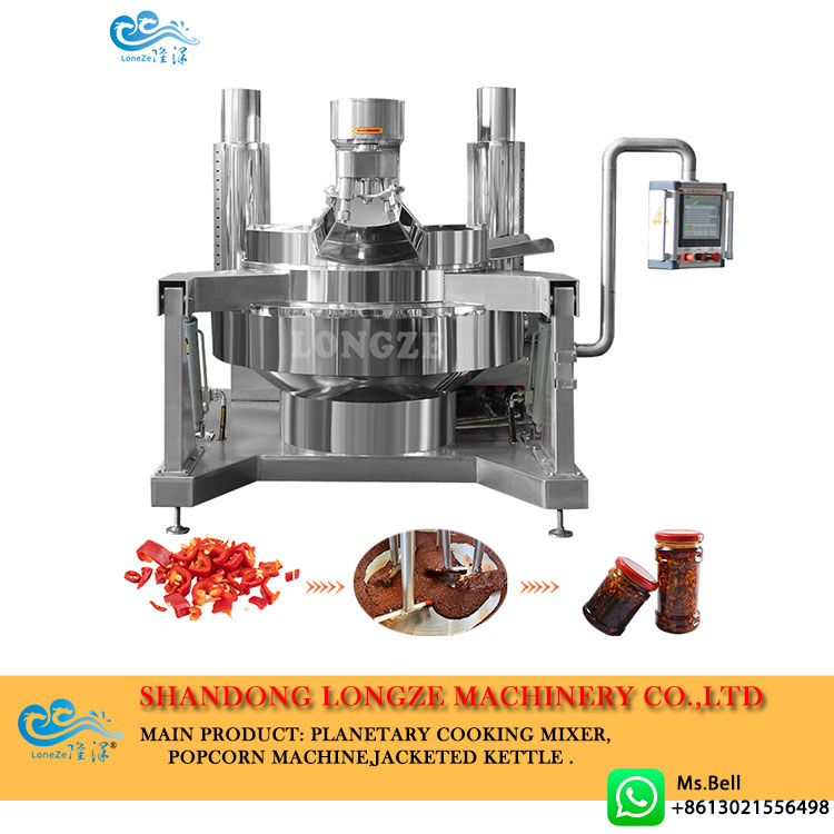 chili oil cooking pot with mixer, garlic oil cooking mixer machine,chili garlic oil making machine