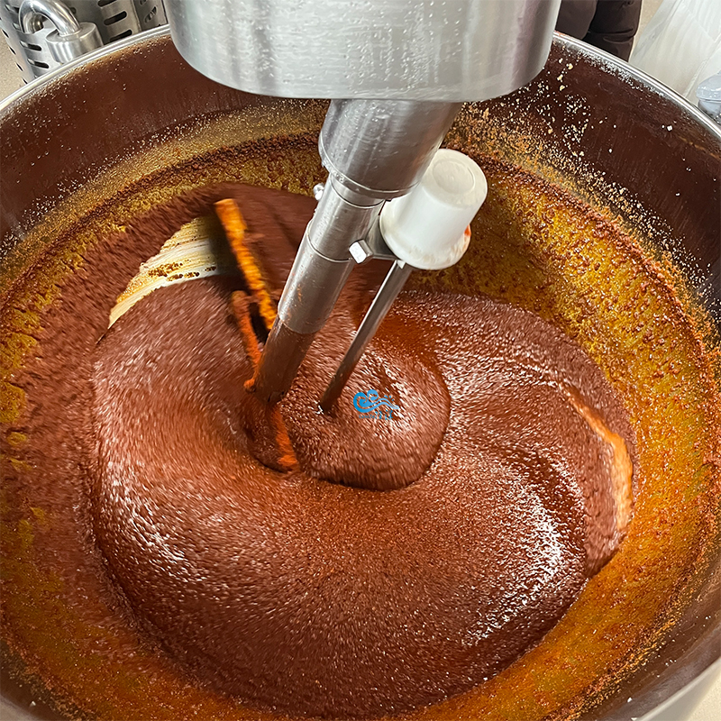 chili sauce cooking pot with agitator,sauce cooking pan, industrial cooking mixer machine