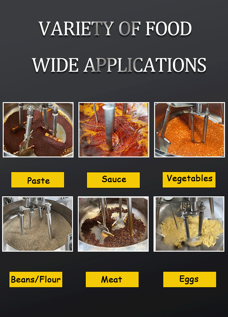 cooking mixer machine, food kitchen equipment, scrambled eggs cooking pot