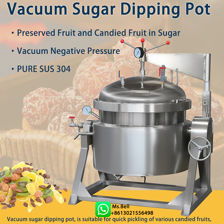candied fruit making machine, automatic vacuum cooking pot for candied fruit, sugar dipping fruit pot 