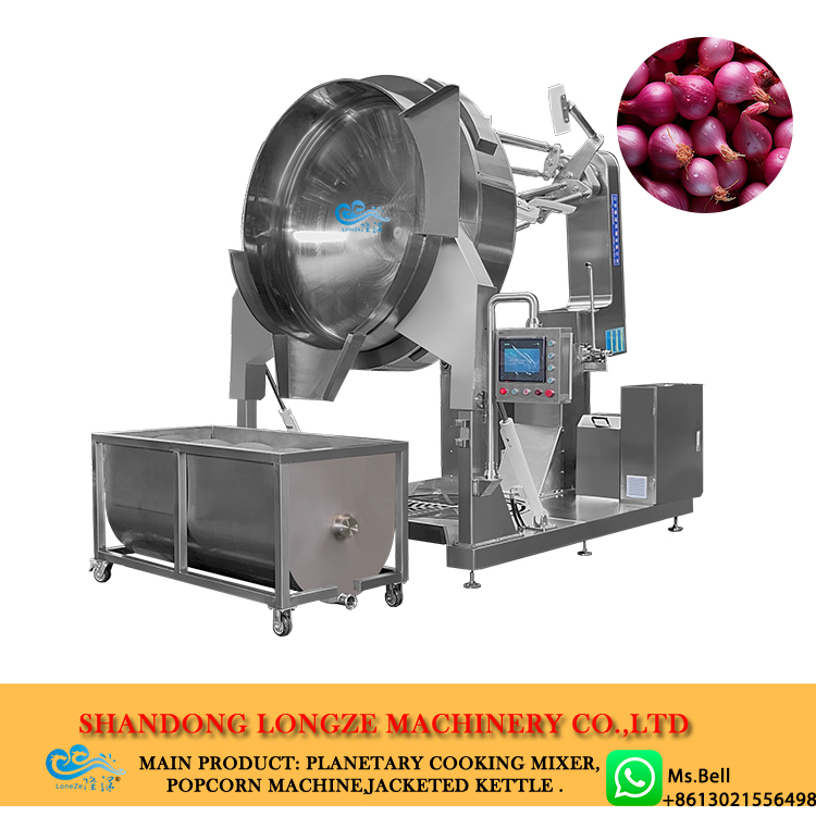 industrial stir-fry cooker，automatic cooking mixer machine,fry onions cooking pot with stirrer 