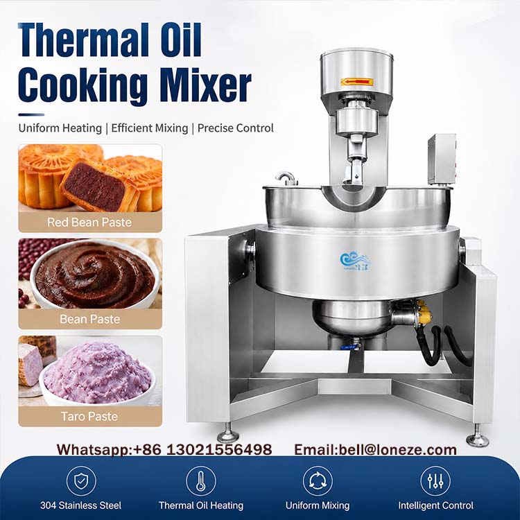 mooncake filling cooking machine，thermal oil cooking kettle for mooncake filling，industrial mooncake filling mixer