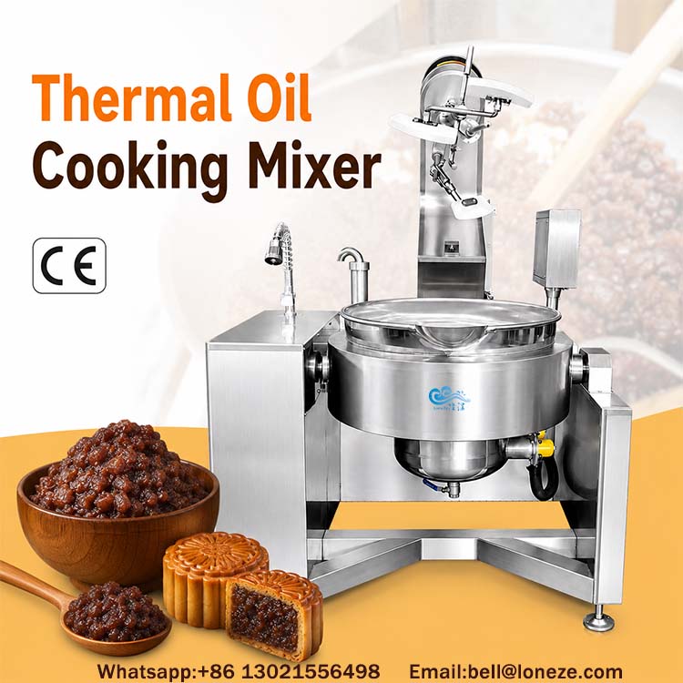 mooncake filling cooking machine，thermal oil cooking kettle for mooncake filling，industrial mooncake filling mixer