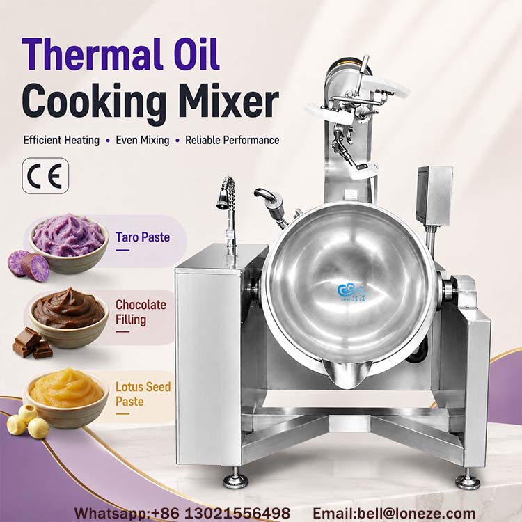 mooncake filling cooking machine，thermal oil cooking kettle for mooncake filling，industrial mooncake filling mixer