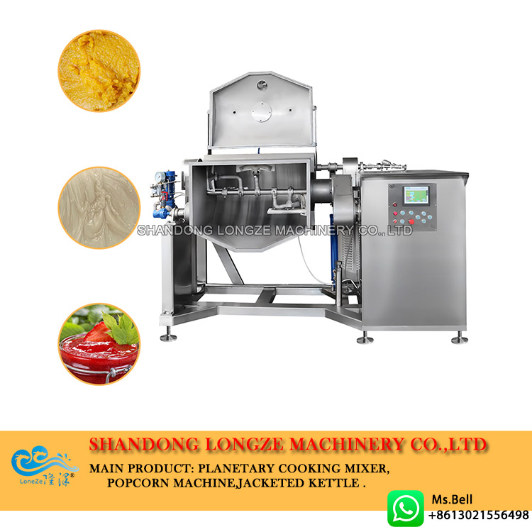 horizontal cooking mixer, vacuum cooking mixer machine, cooking mixer for jam,vacuum jacketed kettle, horizontal axis cooking wok