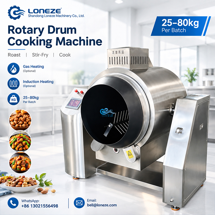 drum cooking machine, industrial stir frying machine, nut roasting machine, peanut candy production equipment
